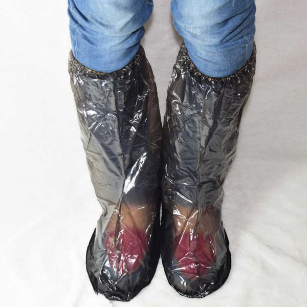 

travel antiskid protective thin medium rain boots waterproof disposable pvc animal husbandry shoe cover, Black