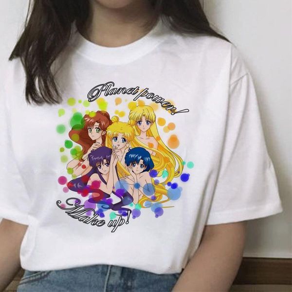 

sailor moon kawaii t shirt cat harajuku women ulzzang t-shirt korean graphic cartoon tshirt short sleeve female tee, White