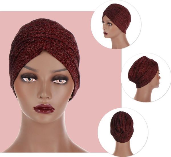 

new elastic turban hat solid color women warm headscarf bonnet inner hijabs chemo cap muslim hijab femme wrap head, Red