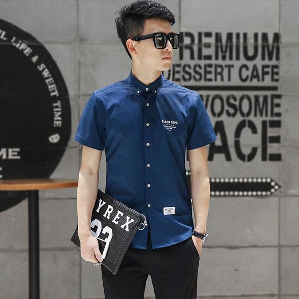 

plus size  5xl mens shirts casual slim fit korean style short sleeve shirts for summer black white blue, White;black