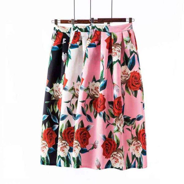 

skirts 2022 half swing high waist elastic large size long skirt, Black