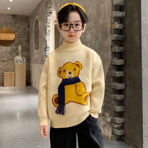 

middle 2020 winter new wear children's school boys' bear sweater round neck pullover dqk18ivk0x11, Blue