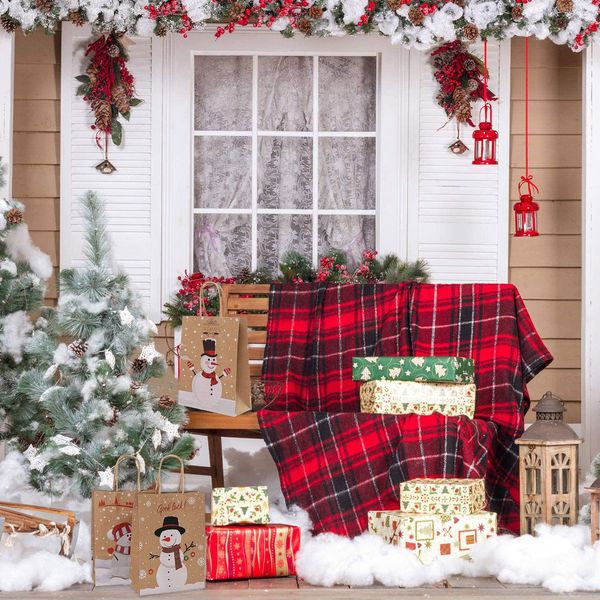 

10pcs kraft paper candy gift packaging bags boxes christmas snowman storage gift bag santa claus portable cookies packing bags jlldeo