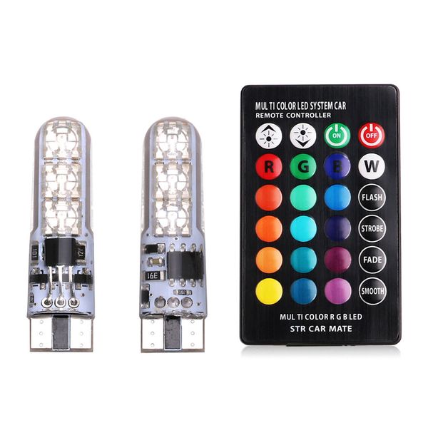 T10 W5W 194 RGB Car LED Lampadine con telecomando Atmosfera Luce di lettura Larghezza lampada Lampeggiante Luci stroboscopiche 12V