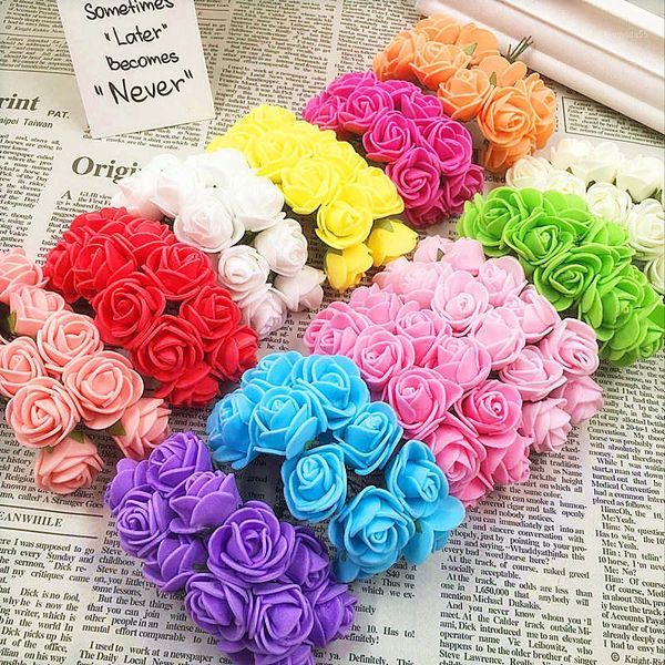 

144pcs 2cm mini foam rose artificial flower bouquet multicolor wedding decoration scrapbooking fake1 decorative flowers & wreaths