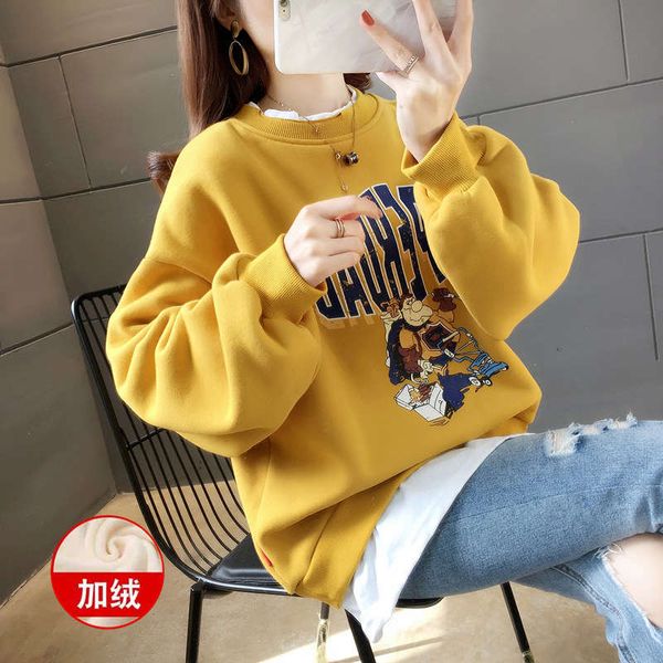 

new korean style loose plush sweater for women in autumn and winter 2020, Black