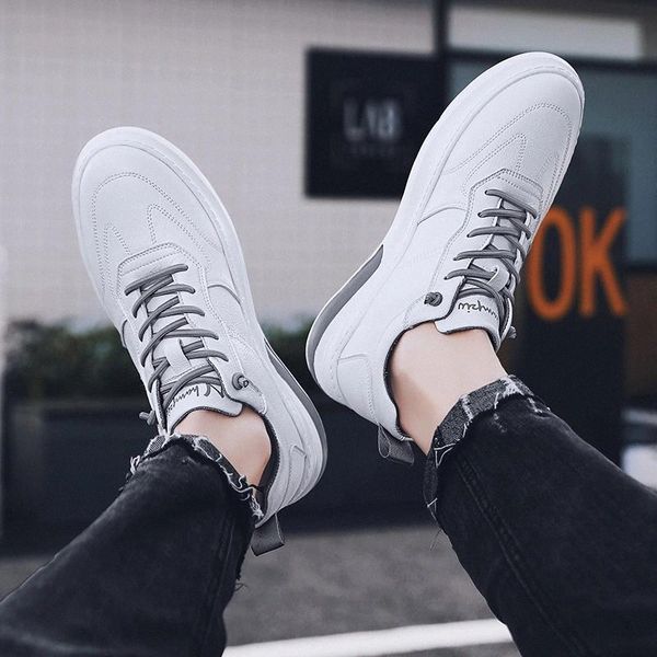 

fashion casual men leather shoes men shoes leather men sneakers lace up outdoor breathable white black male leather shoes #tp7l