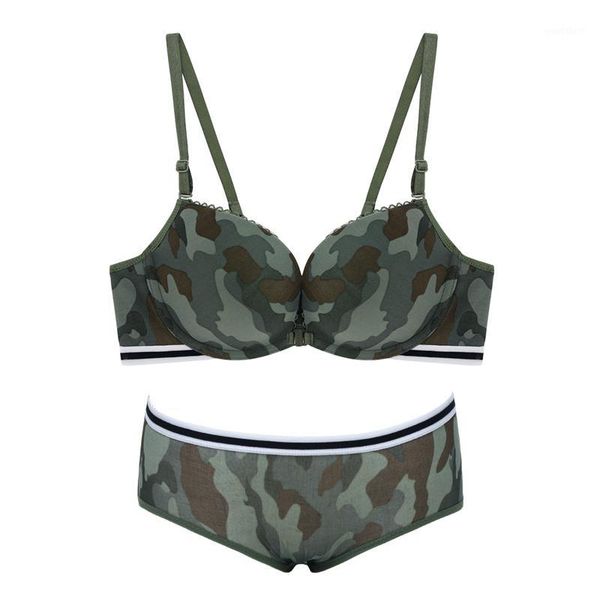 

e lovegirl underwear + bra front buckle no steel ring army green camouflage female suit vest style small chest gather bra1, Red;black