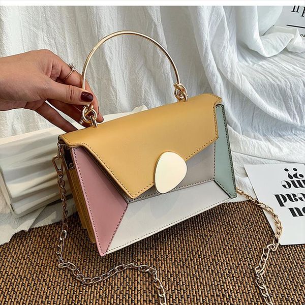 

contrast color leather crossbody bags for women 2020 travel handbag fashion simple shoulder messenger bag ladies cross body bag