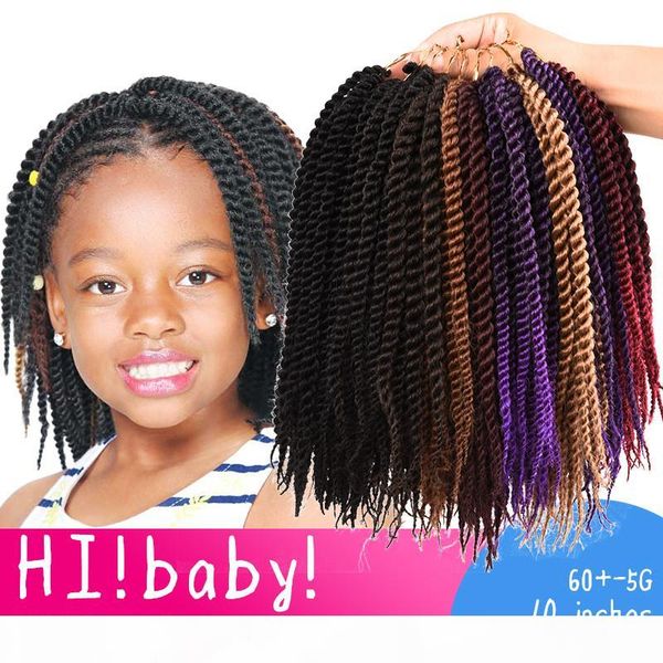 

24roots pack ombre micro crochet senegalese twist braiding hair extensions 10" kids black purple braids hair for children
