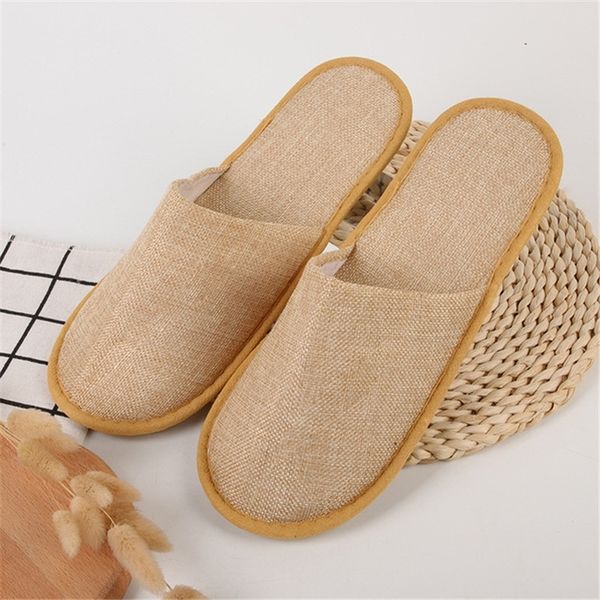 

10pairs comfortable homestay linen slippers l travel spa disposable slippers casual spa adults home guest anti slip t200411, Black