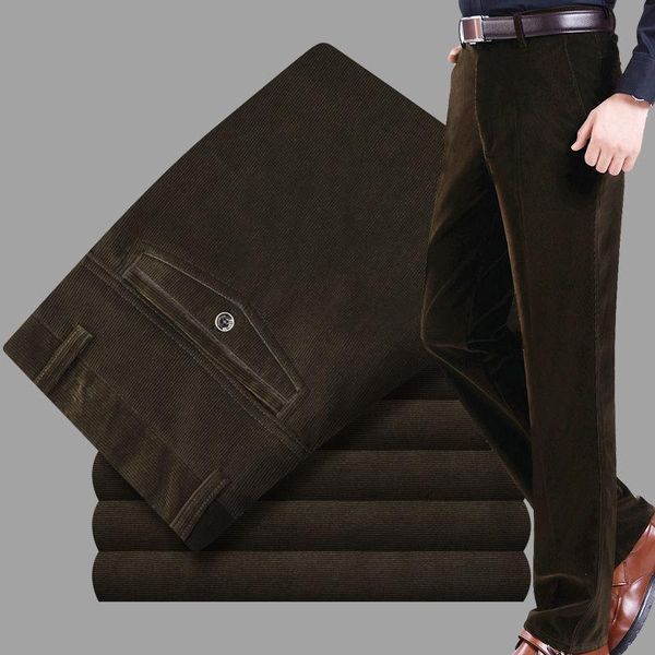 

new spring autumn men pants casual loose corduroy pants stretch men joggers male trousers anti-wrinke easy-care trousers, Black