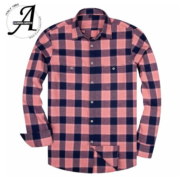 

spring flannel plaid shirt men casual long sleeve high cotton fashion male shirt chemise homme camisa social masculina 201120, White;black