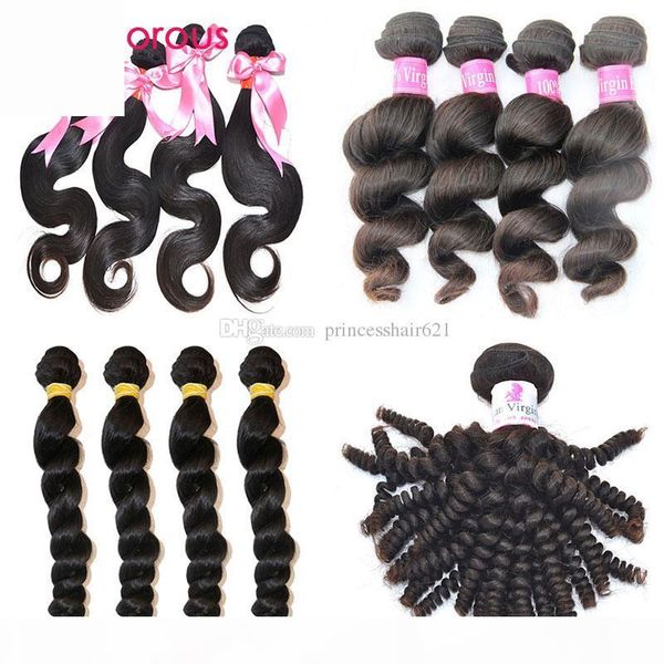 

glamorous human hair weft peruvian malaysian indian virgin human hair body wave deep loose wave spiral curly hair extenstions 4 bundles, Black
