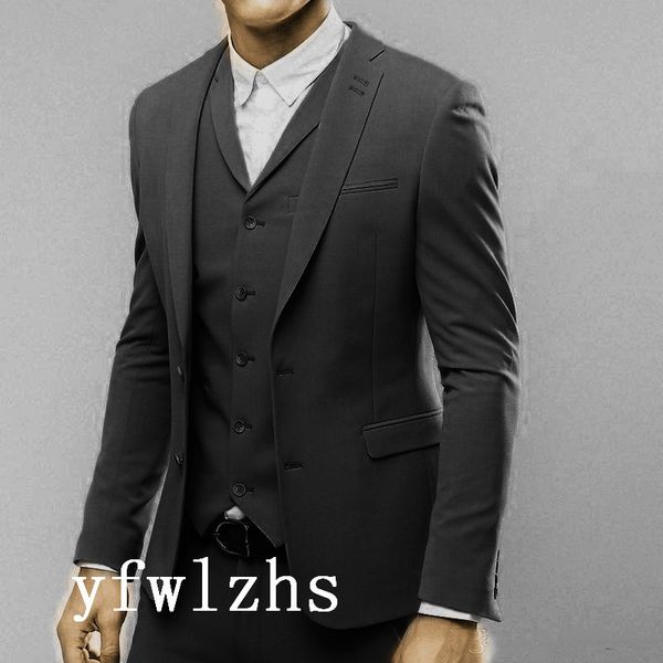 

красивые две кнопки groomsmen notch osan groom tuxedos мужские костюмы свадебные / выпускные / ужин лучший мужчина blazer (куртка + брюки, Black;gray