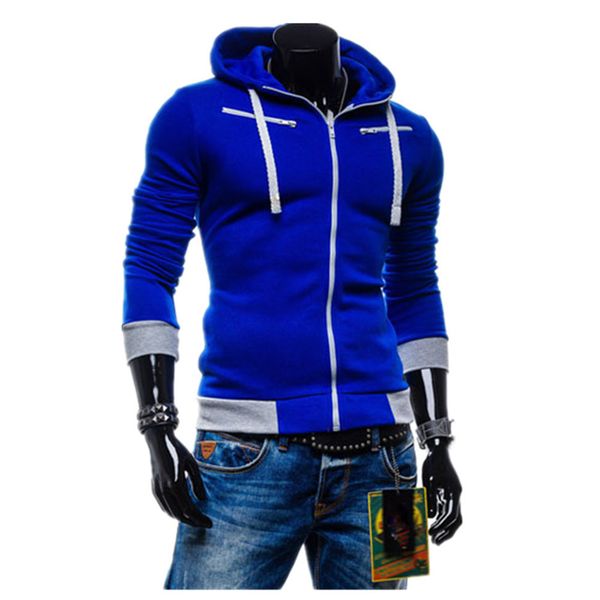 

double horizontal zipper men's casual fleece cardigan hoodie kg-870, Black