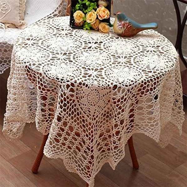 

winlife floral table cover beige handmade crocheted tablecloth 33.5'' square table cloths winlife floral review wmtyky