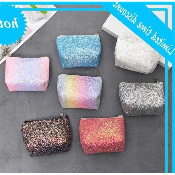 

dhl100pcs sequin coin purses women canvas bright printing zipper short min wallet