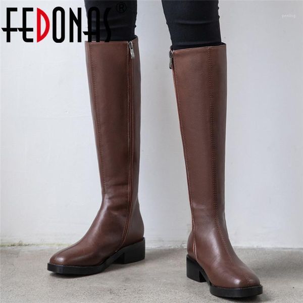 

fedonas knee high boots women riding boots casual party shoes woman autumn winter warm women side zipper square toe high1, Black