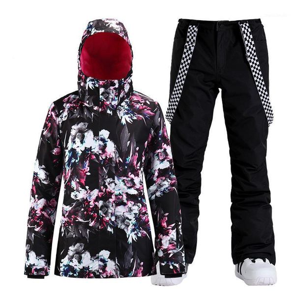 

skiing jackets flower girls snow suit wear outdoor sports costumes waterproof windproof snowboard ski clothing sets jacket + pant women&#039