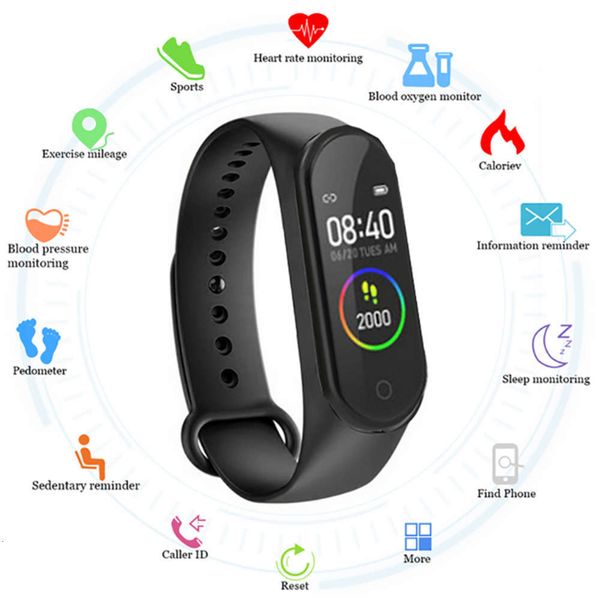

watch m4, sports smart wristband with heart rate blood prsure control and healthbgt