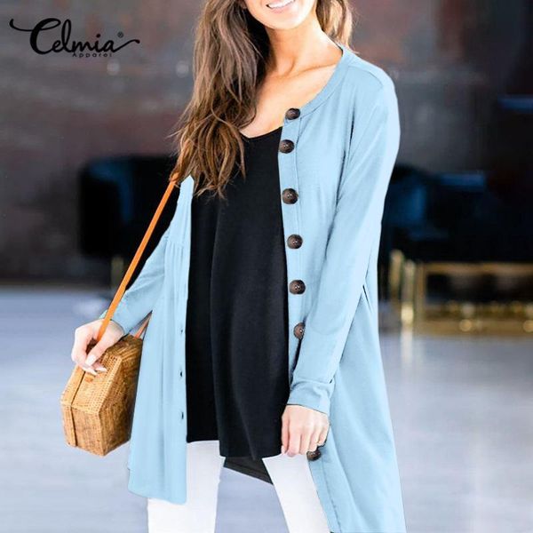 

celmia oversized knitted sweater women vintage o-neck korean cardigan kimono 2020 autumn harajuku female long knitwear outwear, White