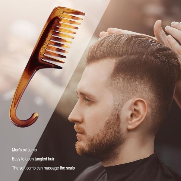 

men vintage oil head comb wide tooth detangling curly comb hair brush aircraft back wide teeth comb styling tool h jllbbo, Silver