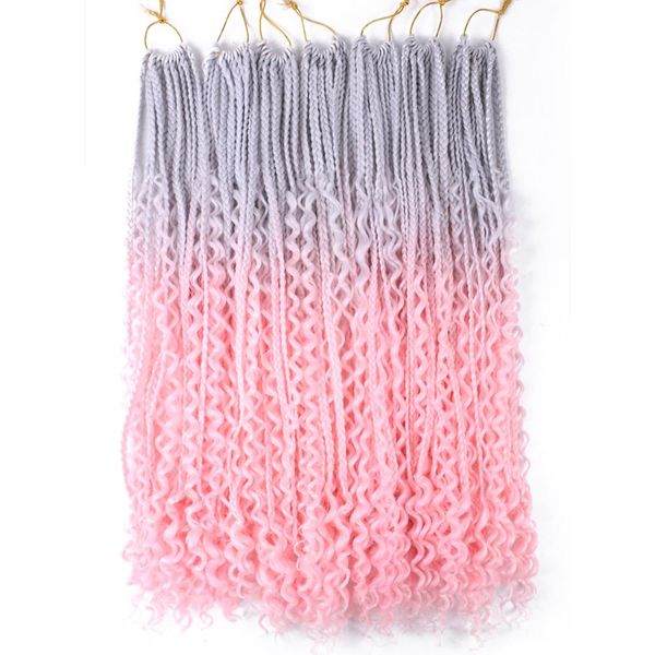 

lans ombre synthetic with split ends river goddess box braids crochet hair extensions with end bohemian box braiding hair 70g/pcs, Black