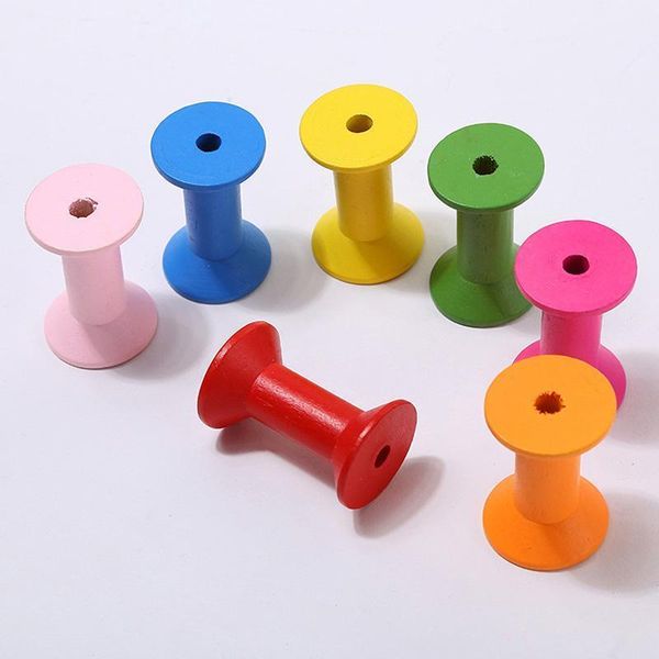 

bobbin spools embroidery needlework sewing tools accessory empty wooden bobbins random mixed color spools thread 10 pcs1, Black