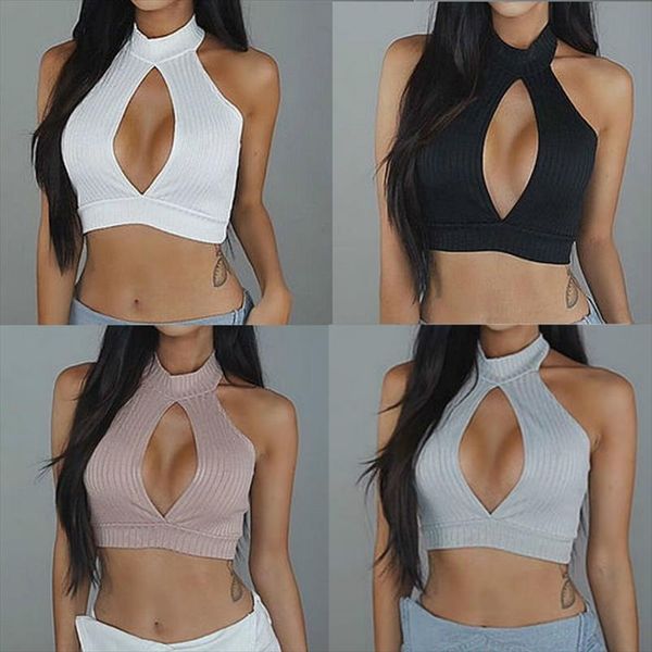 

2021 summer women ladies bustier vest crop tanks solid hollow out short vest tanks black white pink