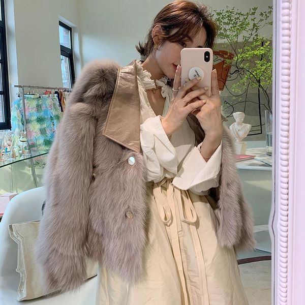 

2020 new faux fur coat winter fake lambskin leather jacket korean female autumn women's clothes manteau fourrure femme wpy18561, Black