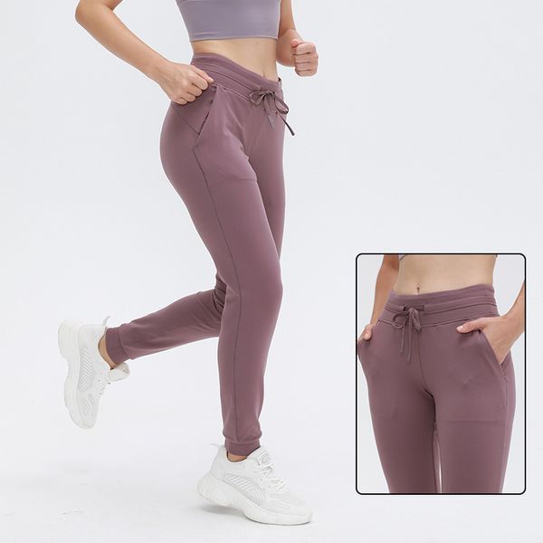 

sportswear women's high waisted loose corset lulu yoga pocket fitness pants for women, Gray
