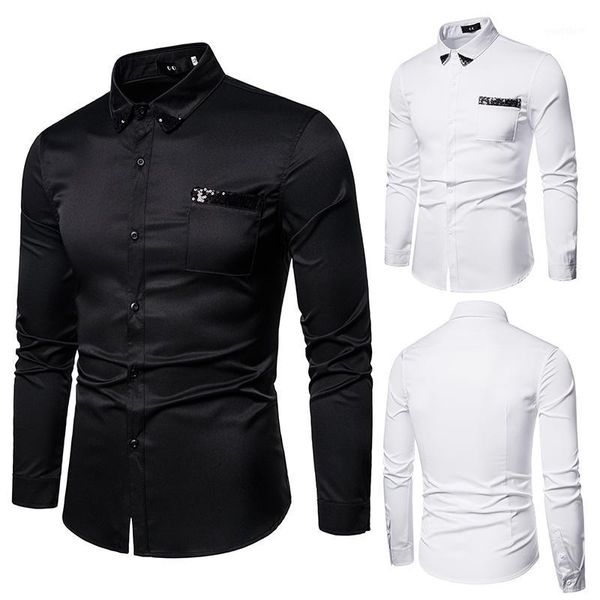 

new fashion men's casual shirt fit spring summer autumn casual men's long sleeve shirt d6061, White;black