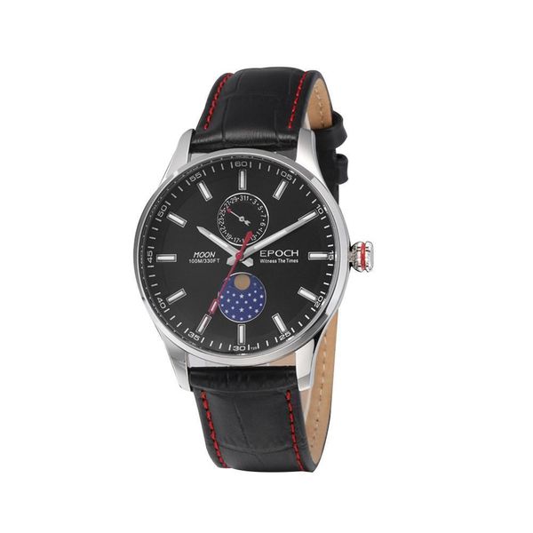 

men moon phase watch,mens t100 tritium wrist watches epoch man luxury switzerland luminous wristwatch waterproof quartz relogio t200409, Slivery;brown