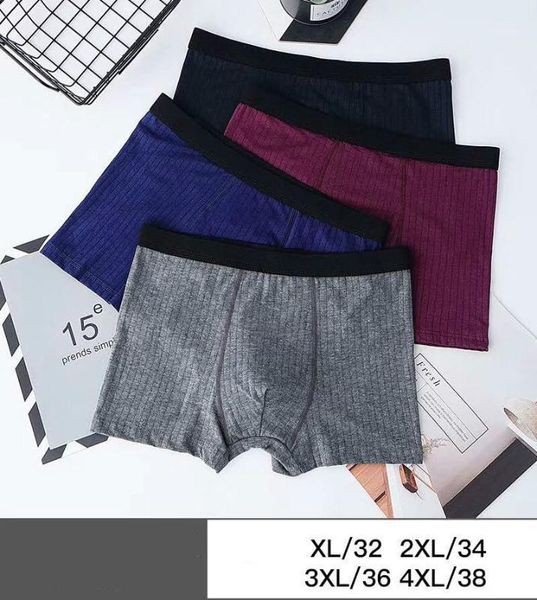 

3 piece men's cotton underwear thread fashion underwear comfortable skin-friendly men's1, Black;white