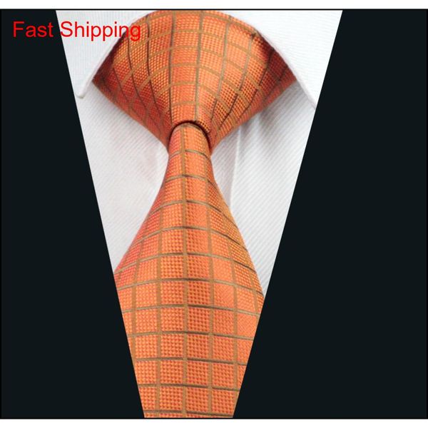 

classic plaid orange mens ties pocket square cufflinks set jacquard woven neck tie set silk mens set business qylkaq nana_shop, Black;blue