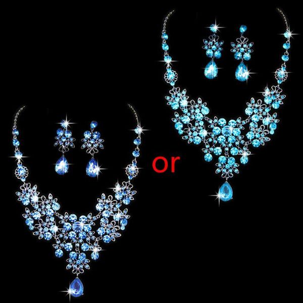 

chokers alloy rhinestone earrings pendant necklace bridal set, Golden;silver