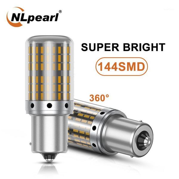 

nlpearl 1x signal lamp 1156 ba15s p21w car bulb 144smd 3014 chips py21w bau15s led canbus car turn signal lights brake lamp 12v1