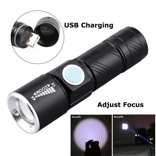 

wasafire portable usb rechargeable torch built-in battery zoomable led waterproof 3 modes camping hunting lanterna1