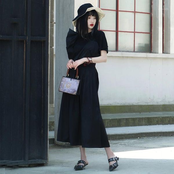 

women dress semi-circular design half-shoulder casual dresses elegant fashion chic dress suspender black gothic1, Black;gray