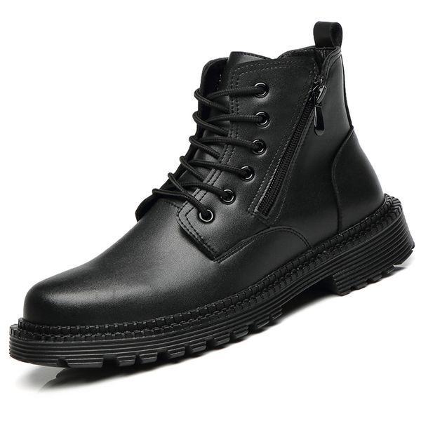 

quality men high of luxury fashion black cowboy boots genuine leather work shoes made with spring tools autumn platform boot shoe m0ee