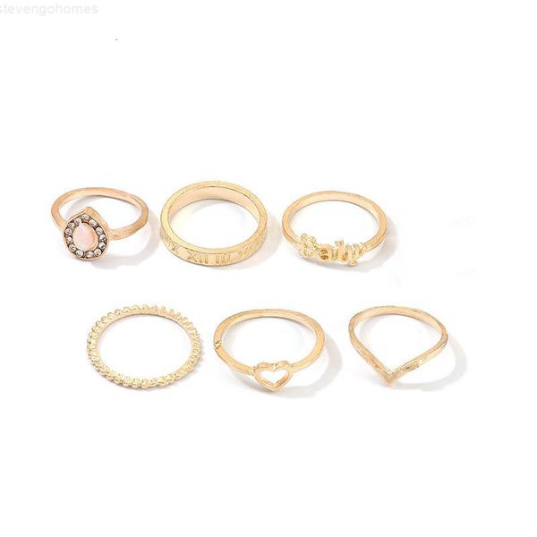 

set women fashion creative letter 6factory baby love diamonds charm finger joint ring sets party cluster rings jewelry a, Golden;silver