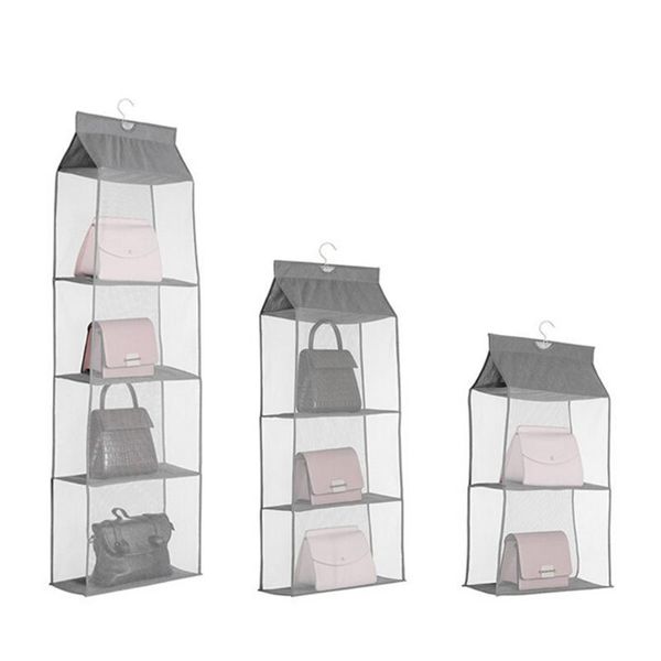 

storage boxes & bins 2/3/4 compartments handbag organizer hanging holder with hook foldable dust shield bag organizers