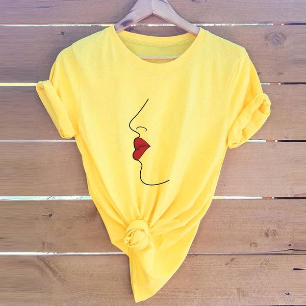 

large size s-5xl new fashion abstract portrait t-shirt ladies 100% cotton o-neck short sleeve summer t-shirt casual t-shirt, White