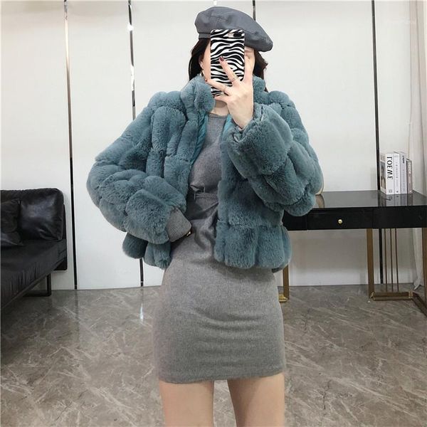 

luxury women fur short jacket fashion autumn winter short padded faux fur coat fluffy warm sweet furry jacket overcoat1, Black