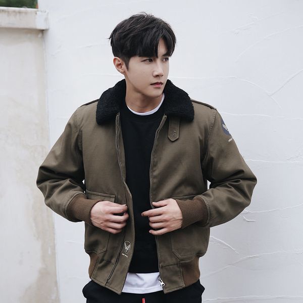 

2021 men's autumn thin new lamb long hair jacket male youth wear o7oz, Black;brown