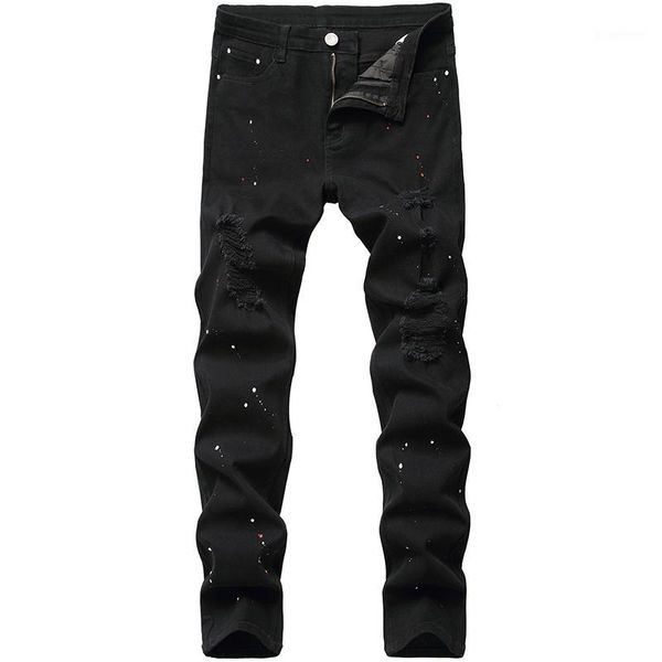 

men jeans fashion cotton pants stretch slim men pants black denim jeans new dropship1, Blue