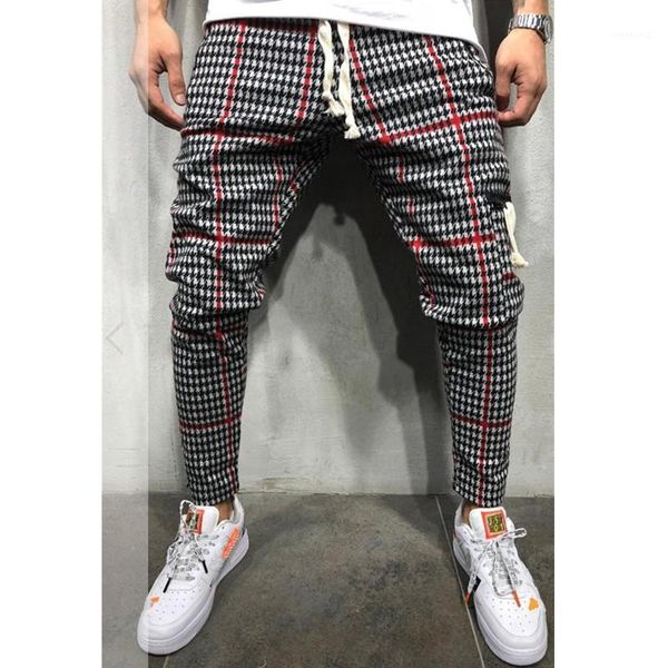 

rouyhual's new mens slim personality hip-hop casual sports striped pants1, Black