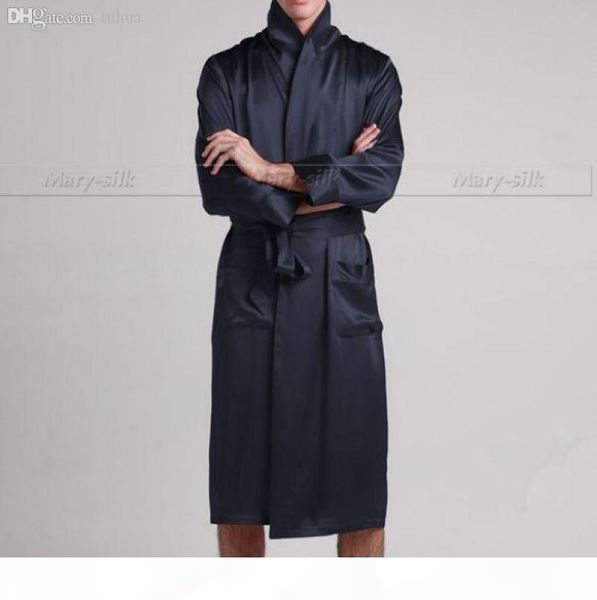 

wholesale-mens silk satin pajamas pajama pyjamas pjs sleepwear robe robes nightgown lounge wear s~3xl plus black, Black;brown