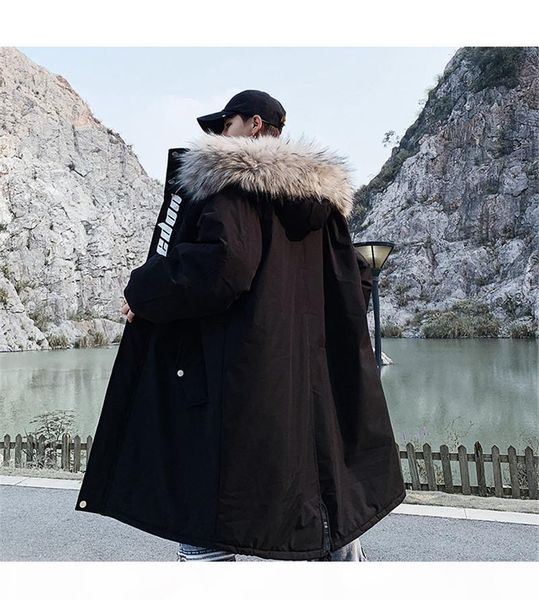 

designer printed loose thick coat winter fashion mens plus size outerwear luxury mens parkas, Black